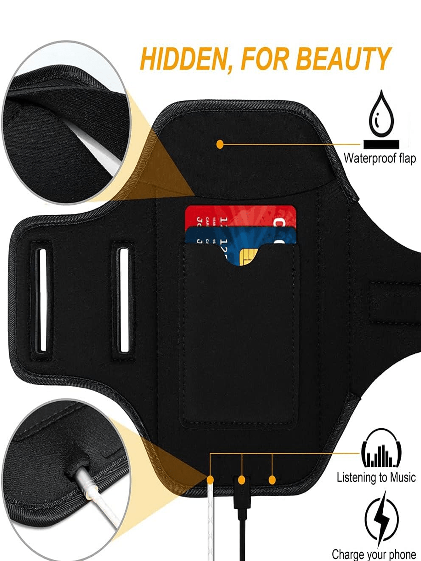 Armband Compatible With Iphone 16 Pro Max/16 Plus/15 Pro Max/15 Plus/IPhone 14 Pro Max/14 Plus/13 Pro Max/12 Pro Max/11 Pro Max/Xs Max, Sweatproof Running Exercise Bag With Key Holder And Card Slot