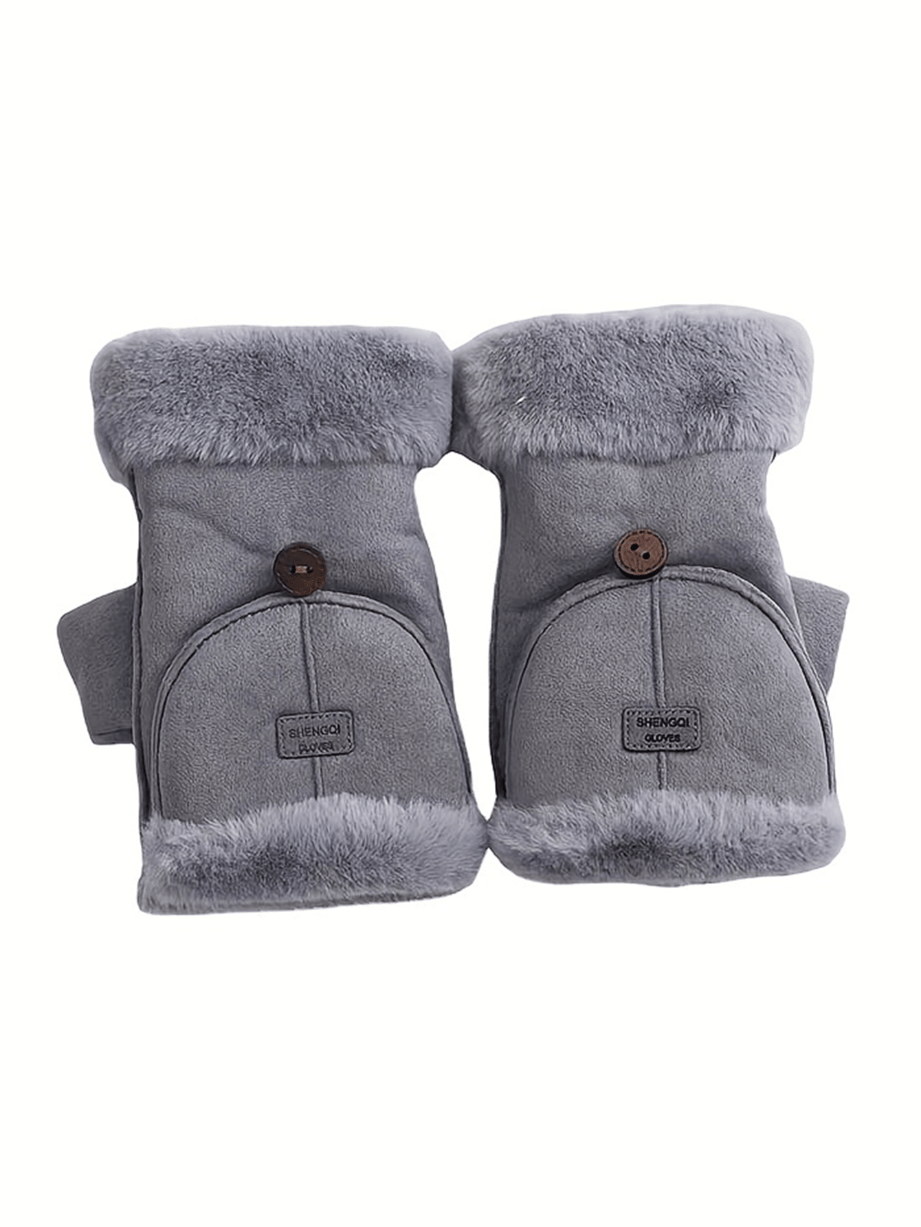 1 Pair Autumn And Winter Warm And Fashionable Touchscreen Compatible Suede Flap Cycling Gloves