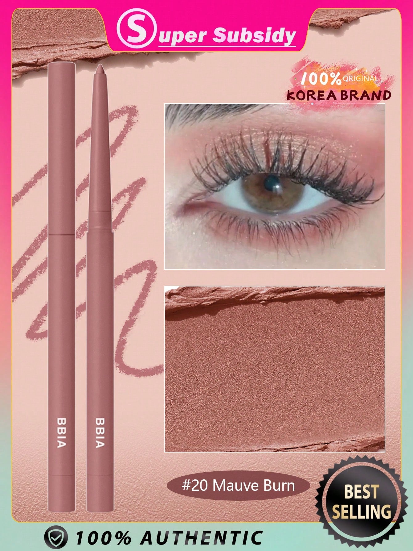 Bbia Last Auto Gel Eyeliner 0.3g - 12 Cream Beige, Eyeliner Gel Pencil, Easy Drawing With Quick Dry, Long-Wearing, Ultra-Smooth, Smudge-Proof, Shadow