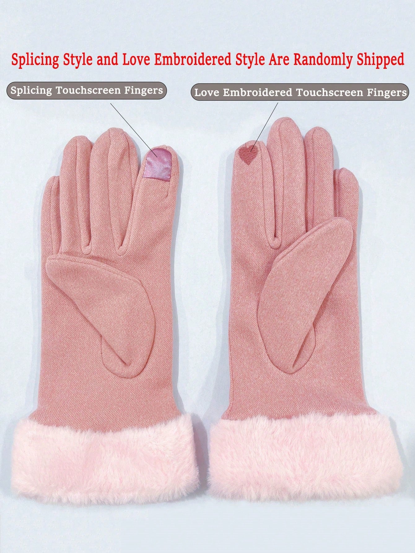 1 Pair Winter Warm Gloves For Women, Plush And Thickened Cold Resistant Gloves, Riding Windproof Suede Touch Screen Gloves, Fashionable Self Heating Outdoor Gloves For Ladies Student Thermal Leisure Split Finger Gloves