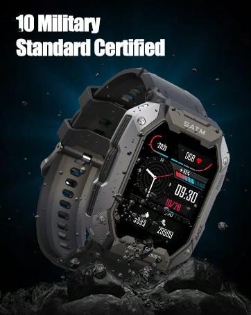 JELLOO JELLOO Military Smart Watches For Men 5ATM Waterproof Tactical Rugged Tactical Sports Smartwatch 1.71