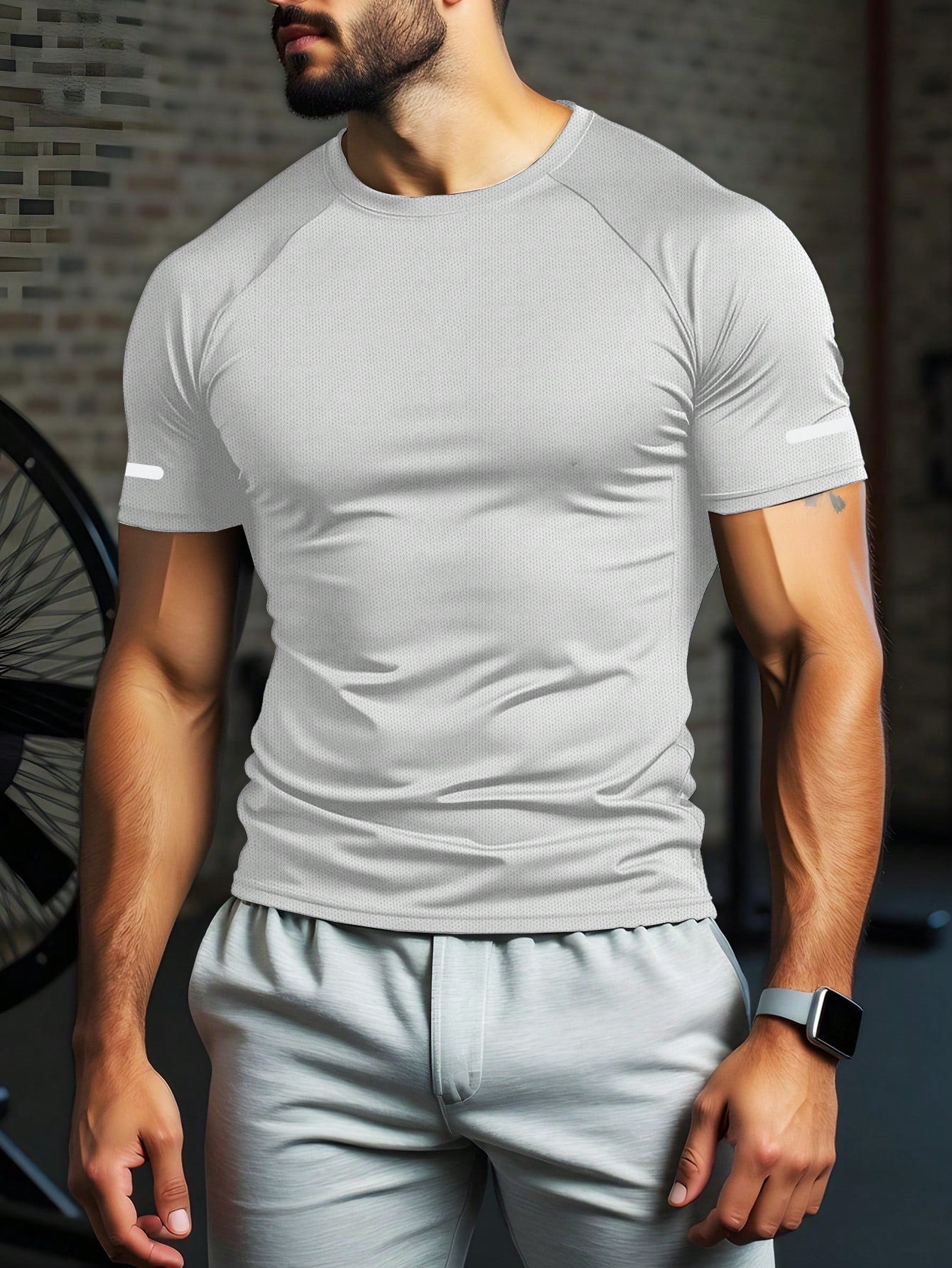 Men's Raglan Short Sleeve Crew Neck Casual Fitness Sports T-Shirt