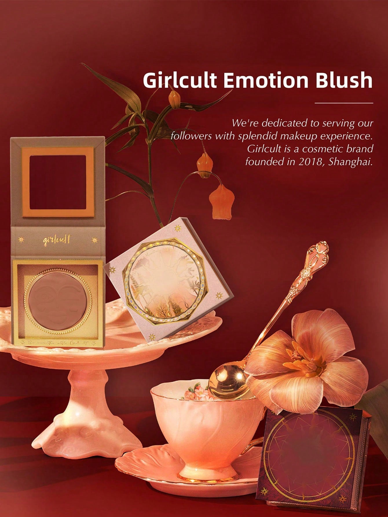 GIRLCULT Emotion Blush 10 Fuwa, Matte Bouncy Blush Makeup Powder,Oil-Free Silky Makeup Powder-Long-Wear Face Blush, 2g(0.07oz),GIFT