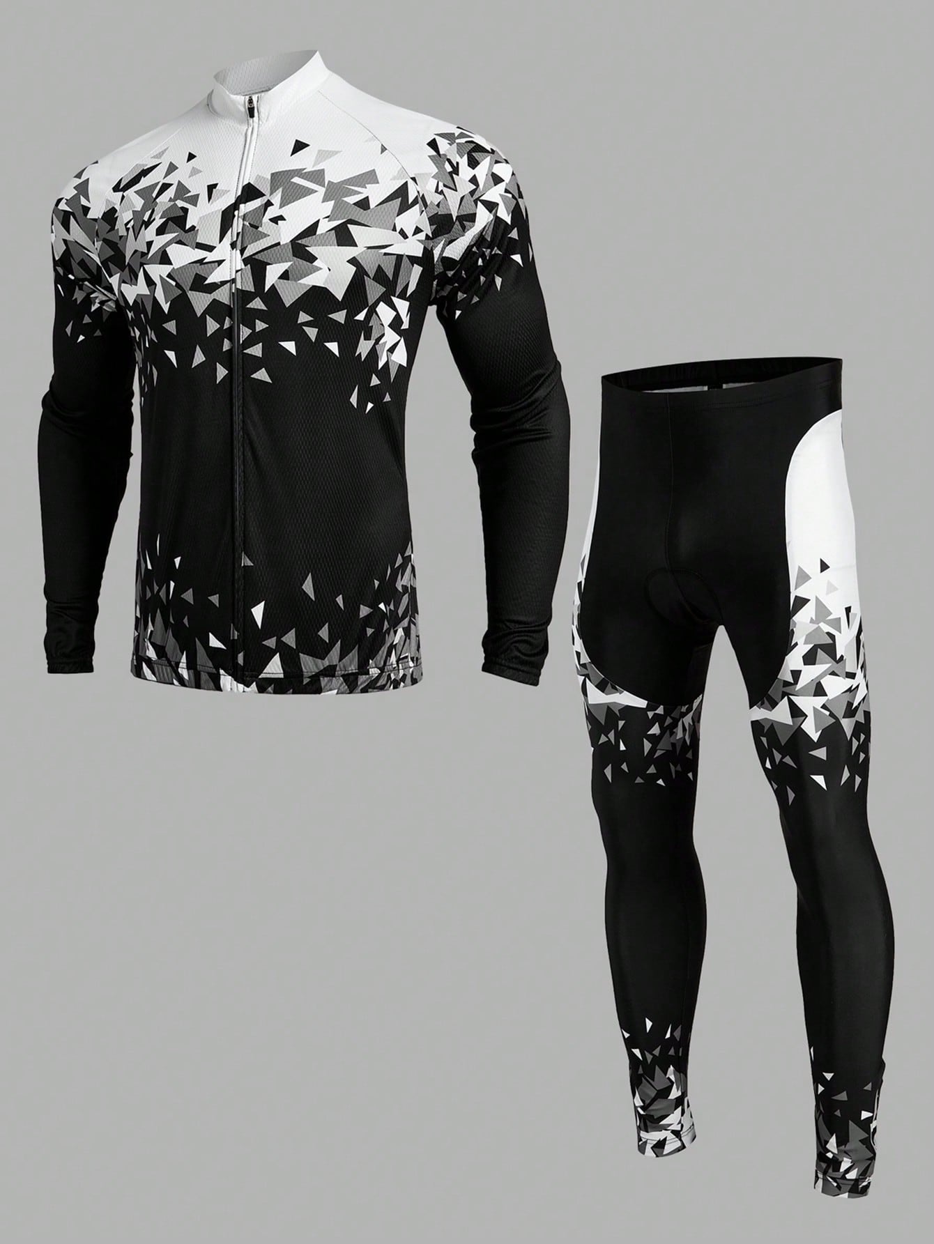 Manfinity Sport Corelite Front Zipper Long Sleeve Print Minimalist Casual Top And Pants Set