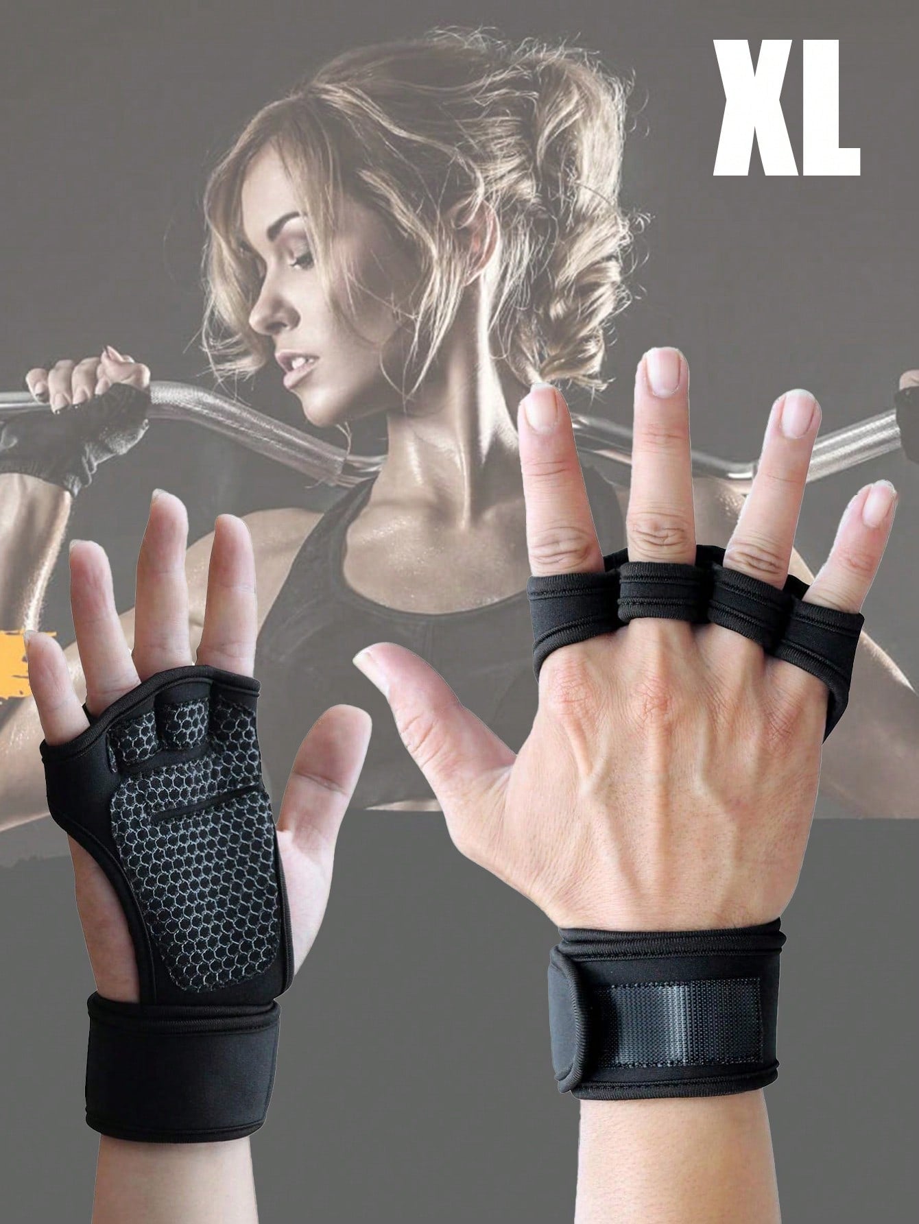 1 Pair Unisex Ventilated Gym Gloves With Wrist Wrap And Non-Slip Silicone Palms To Prevent Calluses, Workout Gloves For Strength Training, Weightlifting