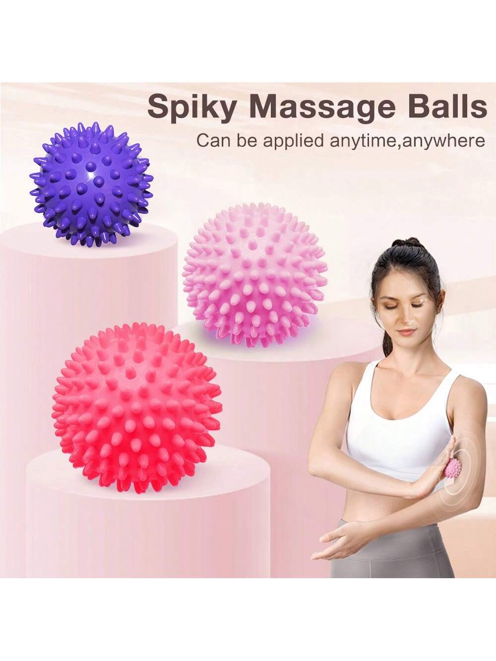 1pc Yoga Massage Ball Back,Spiky Massage Balls For Feet, Hands, Muscles - Firm, Medium And Soft Spiked Massager Rollers