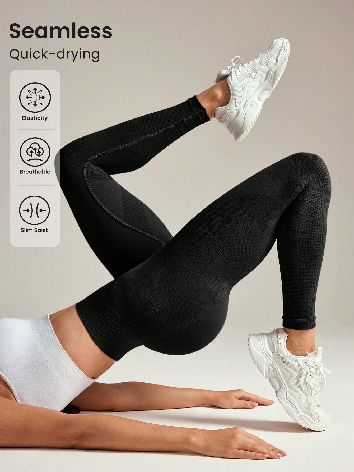 Women Solid Color High Waisted Seamless Leggings For Yoga