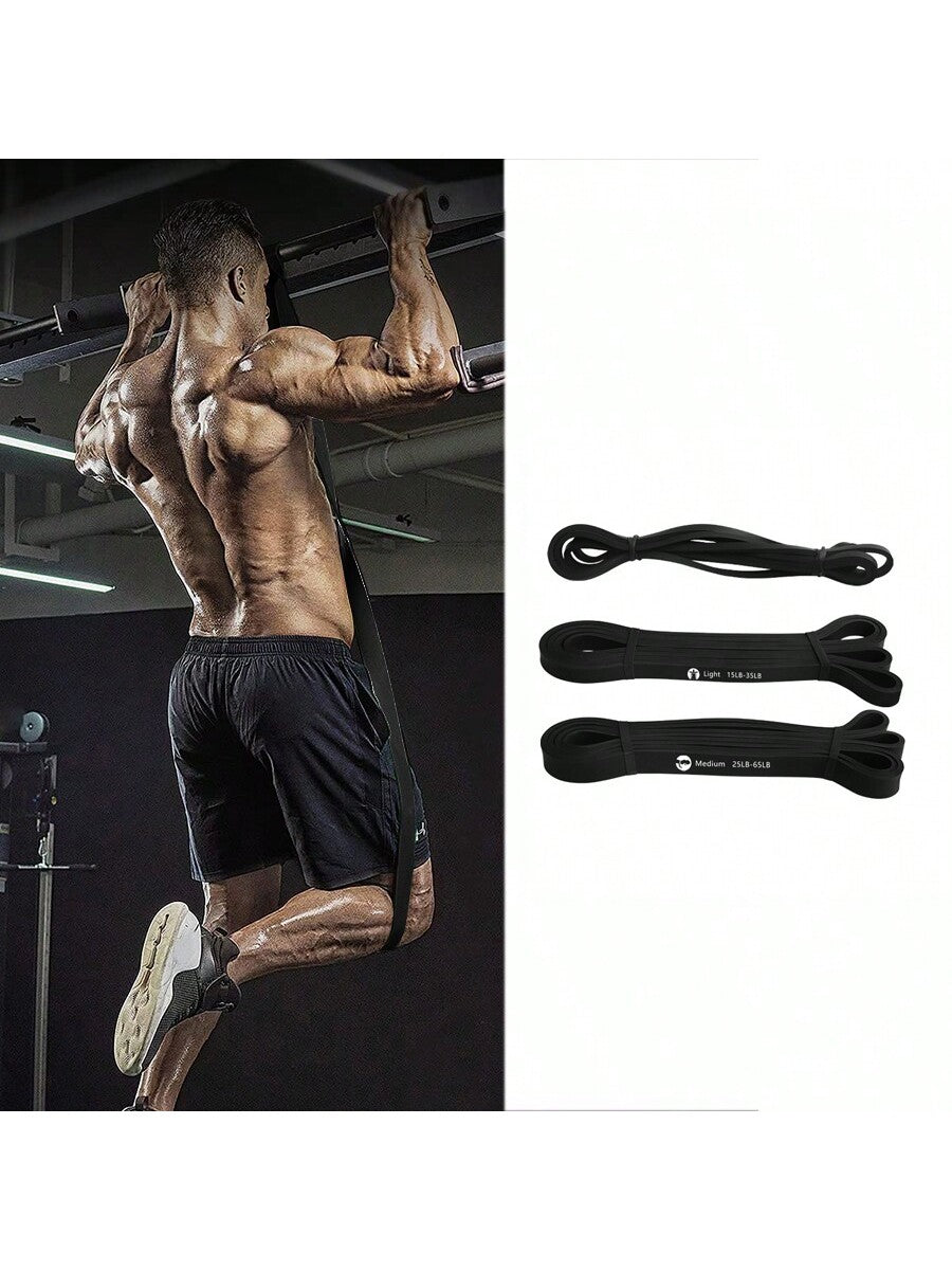 3pcs Latex Resistance Bands Set, Elastic Fitness Exercise Assist Bands For Strength Training, Pull-Ups