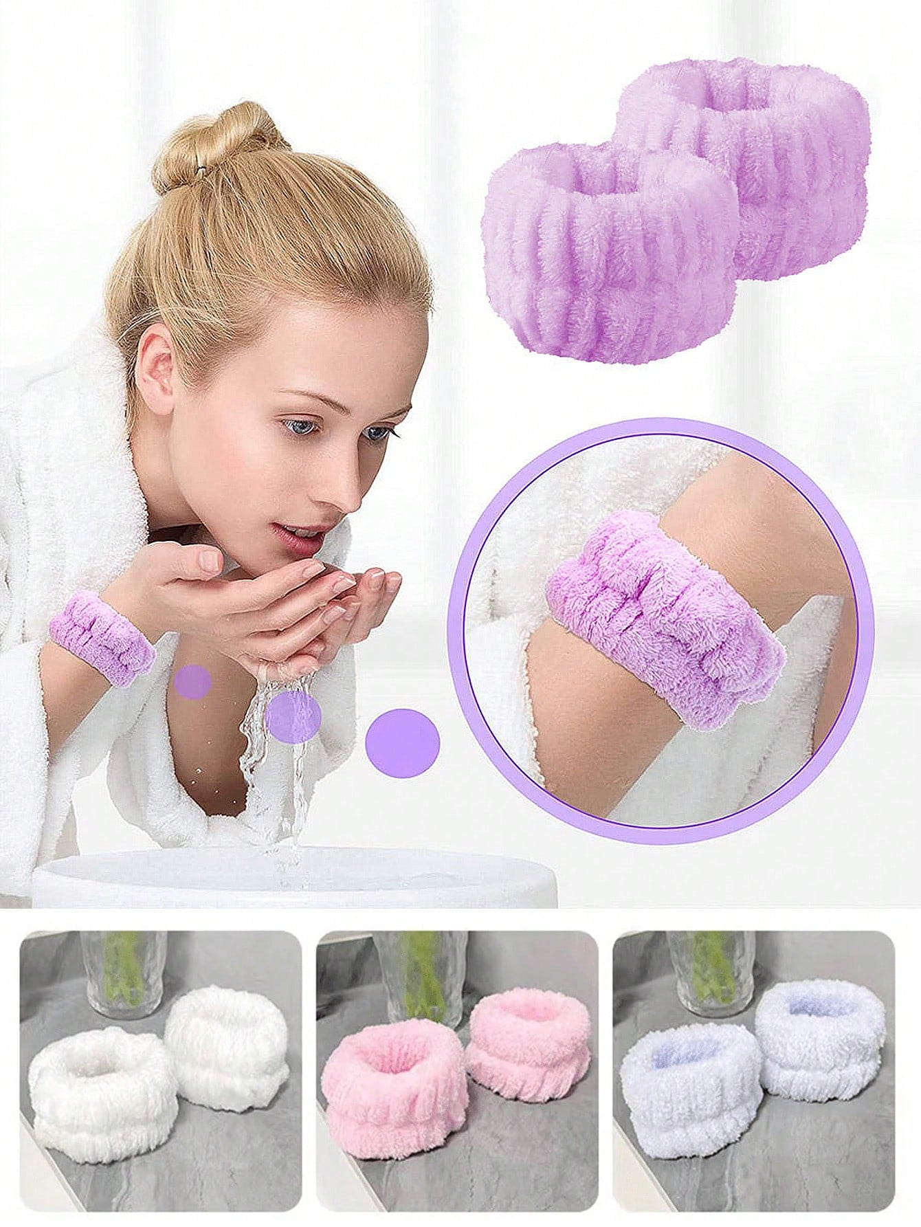 3pcs Set Headband, Gloves, Wrist Sweatband, Microfiber Wristband Towel, Facial Cleansing Wrist Band, Women's Moisture-Wicking Wrist Band, Makeup, Sports Sweat-Absorbing Band To Prevent Liquid Leakage, Sports Fitness Sweat-Absorbing Wrist Wrap