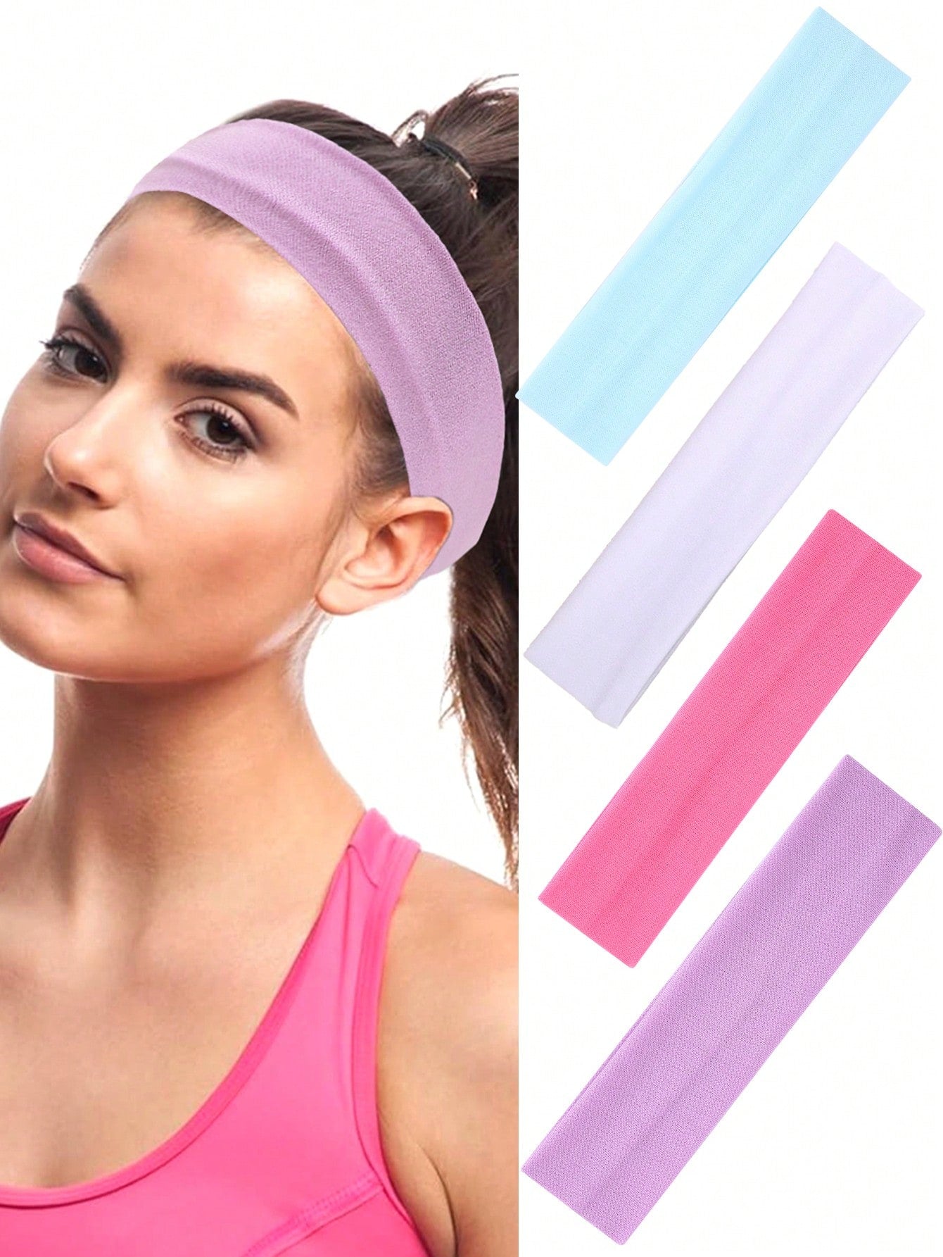 20pcs Women's Stretchy Headbands, Soft Elastic Head Wraps For Short Long Hair, Suitable For Yoga, Running, Fitness,Gym