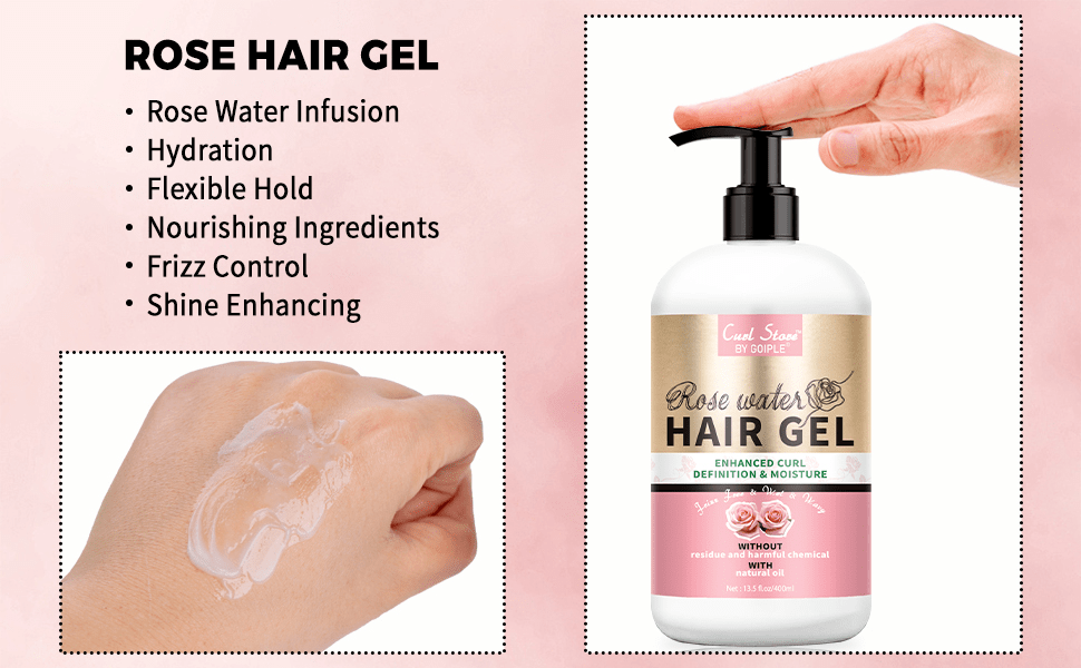 Goiple Curl Defining Cream For Wavy Hair Anti-Frizz Curly Enhancer Smooth Hair Nourishing Conditioner Natural Ingredients Moisturizing Styling Gel Rose Scent