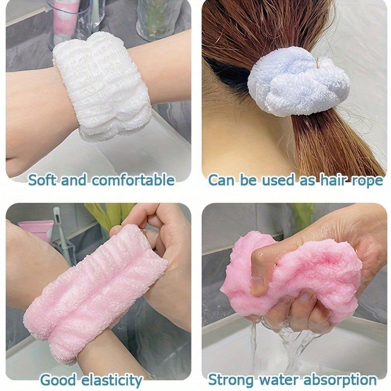 3pcs Set Headband, Gloves, Wrist Sweatband, Microfiber Wristband Towel, Facial Cleansing Wrist Band, Women's Moisture-Wicking Wrist Band, Makeup, Sports Sweat-Absorbing Band To Prevent Liquid Leakage, Sports Fitness Sweat-Absorbing Wrist Wrap