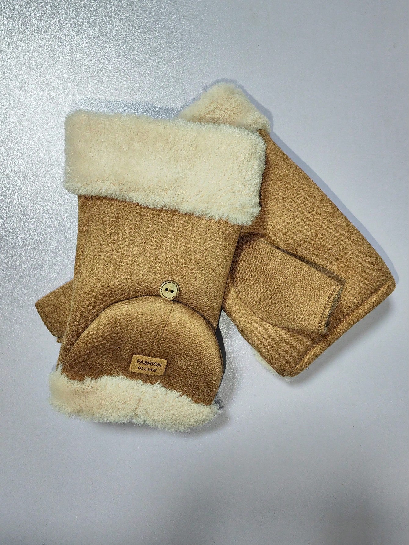 1 Pair Autumn And Winter Warm And Fashionable Touchscreen Compatible Suede Flap Cycling Gloves