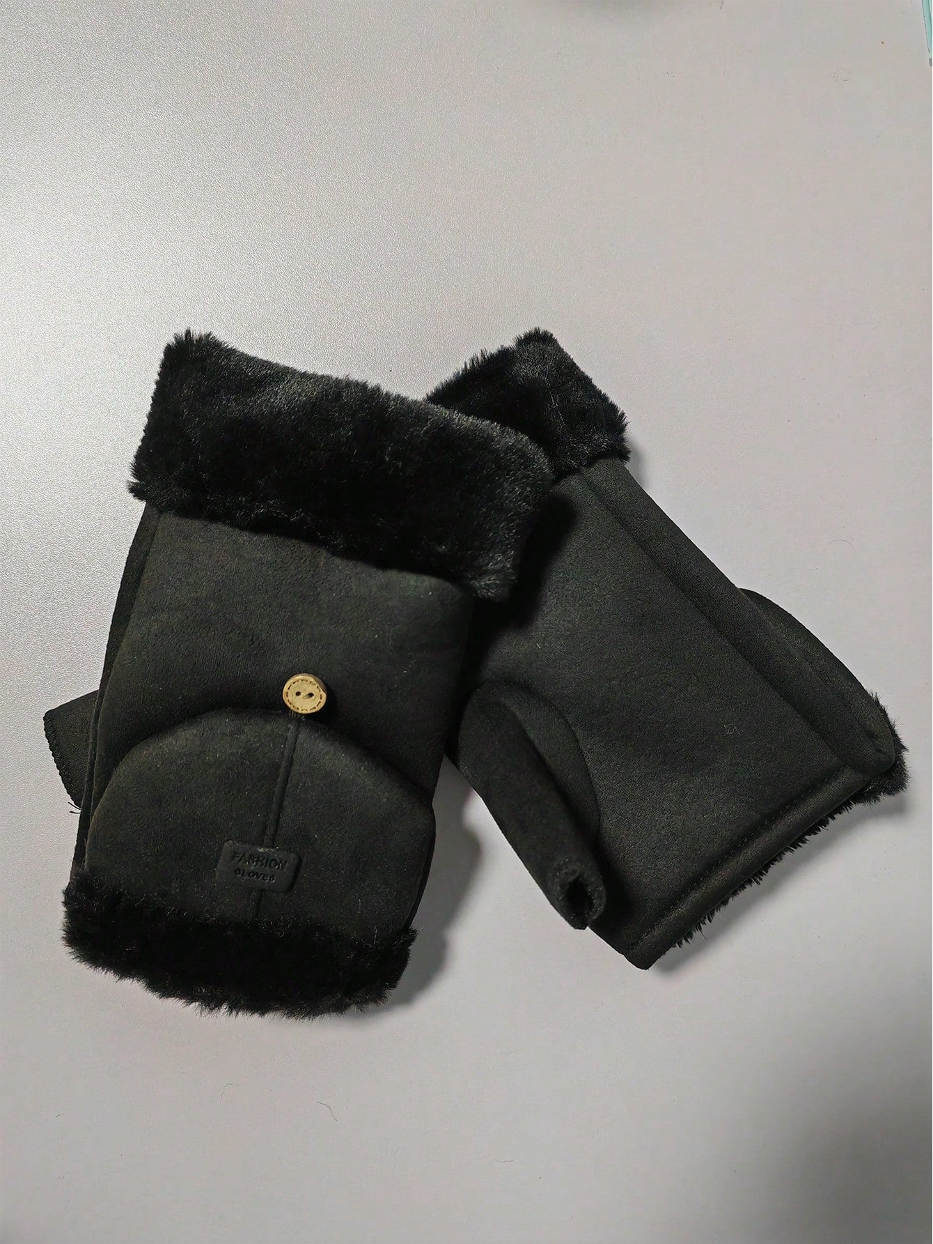 1 Pair Autumn And Winter Warm And Fashionable Touchscreen Compatible Suede Flap Cycling Gloves