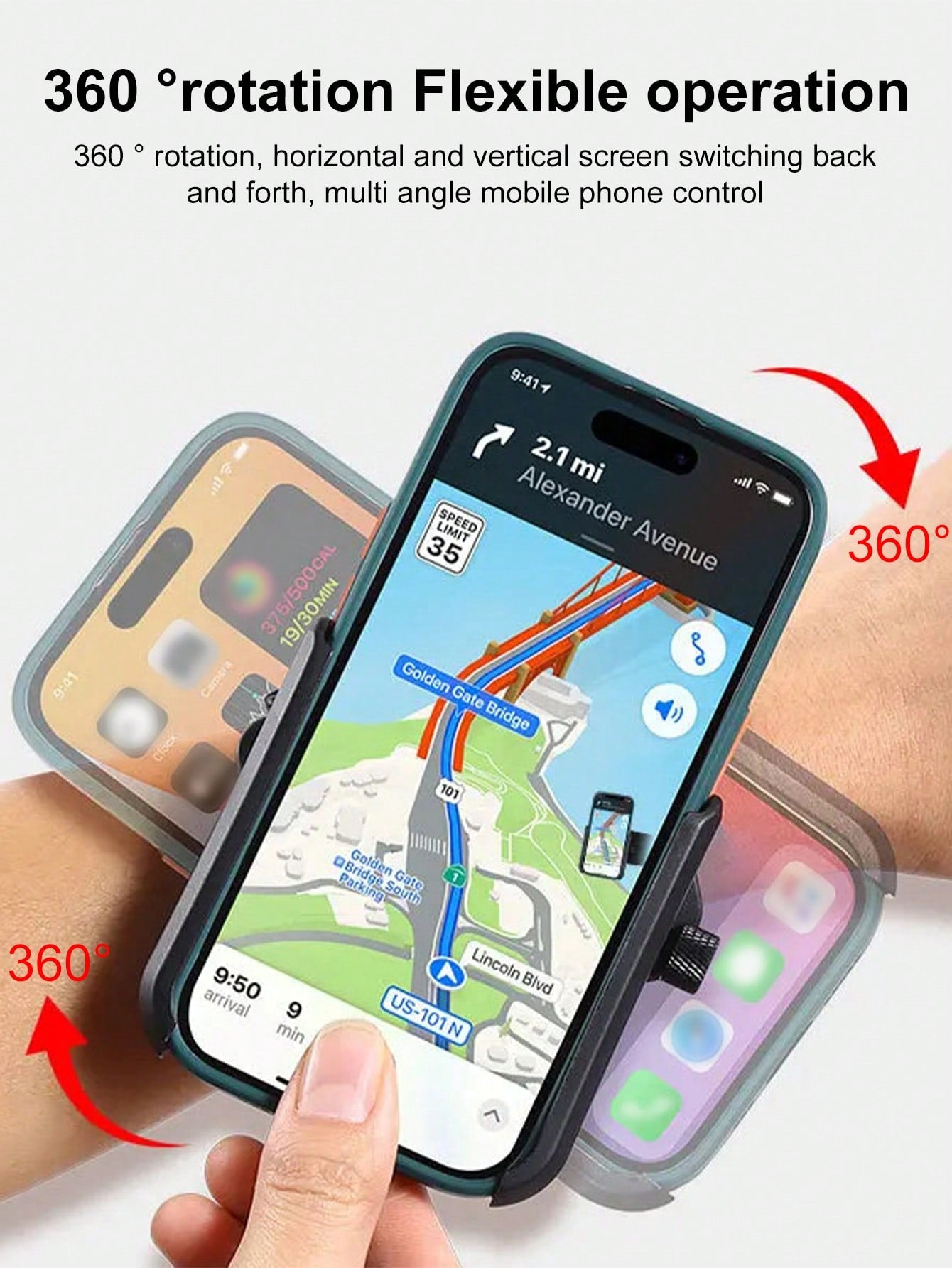 Cycling Sports Wristband Phone Holder For All 4-7 Inch Smartphones 360 Degree Rotating Phone Wristband Armband Holder Compatible With Iphone