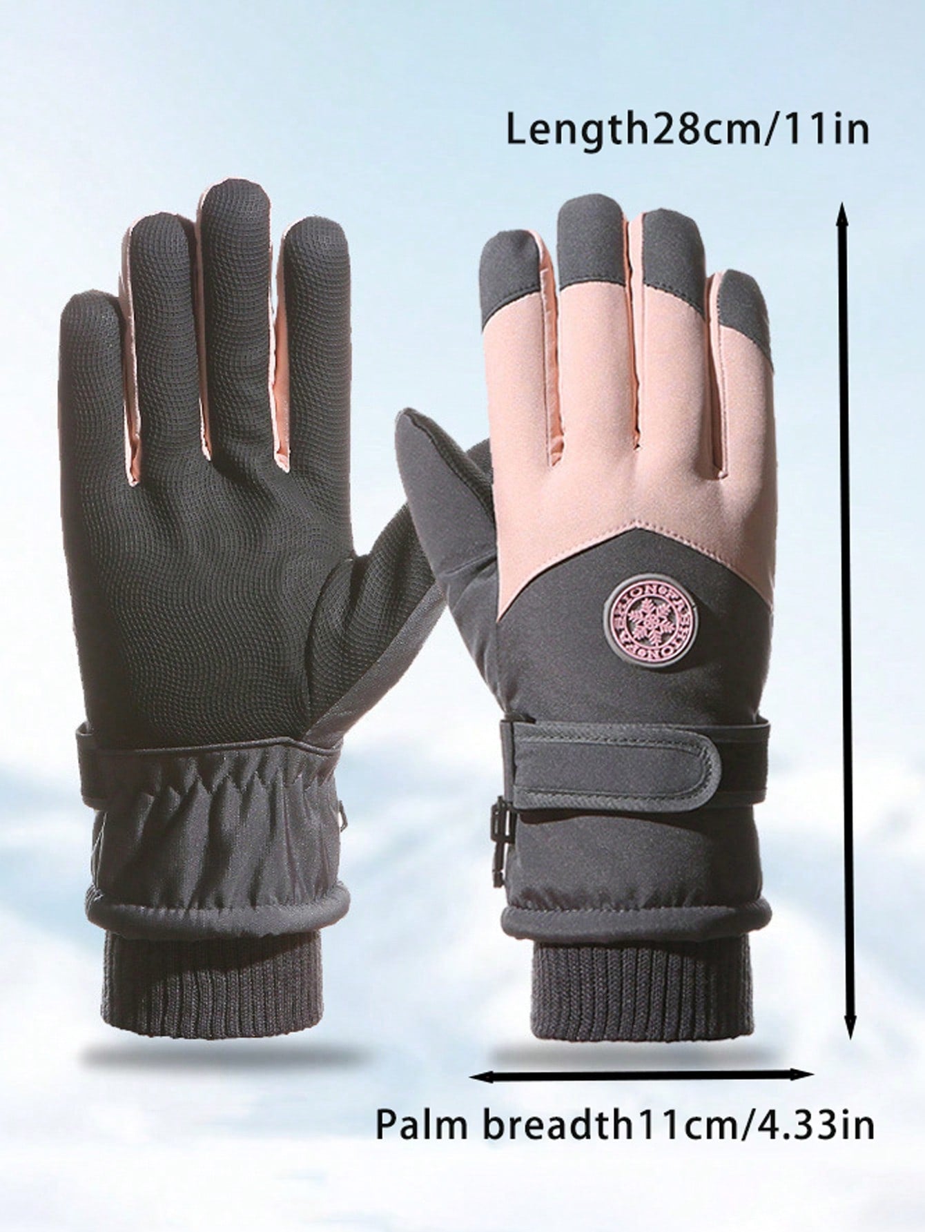 1 Pair Winter Ski Gloves, Touchscreen, Waterproof, Warm