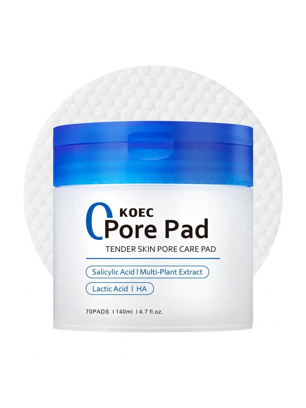 KOEC KOEC Zero Pore Pads 70Pads, Dual-Textured Facial Toner Pads For Exfoliation And Pore Care With AHA Lactic Acid