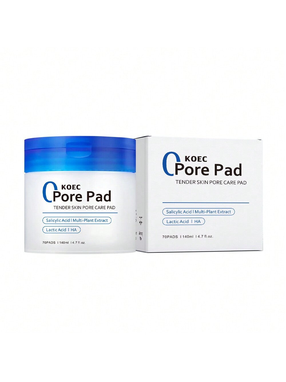 KOEC KOEC Zero Pore Pads 70Pads, Dual-Textured Facial Toner Pads For Exfoliation And Pore Care With AHA Lactic Acid