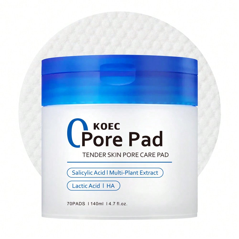 KOEC KOEC Zero Pore Pads 70Pads, Dual-Textured Facial Toner Pads For Exfoliation And Pore Care With AHA Lactic Acid