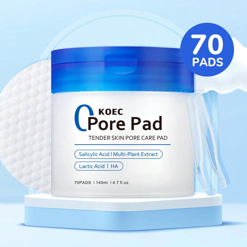 KOEC KOEC Zero Pore Pads 70Pads, Dual-Textured Facial Toner Pads For Exfoliation And Pore Care With AHA Lactic Acid