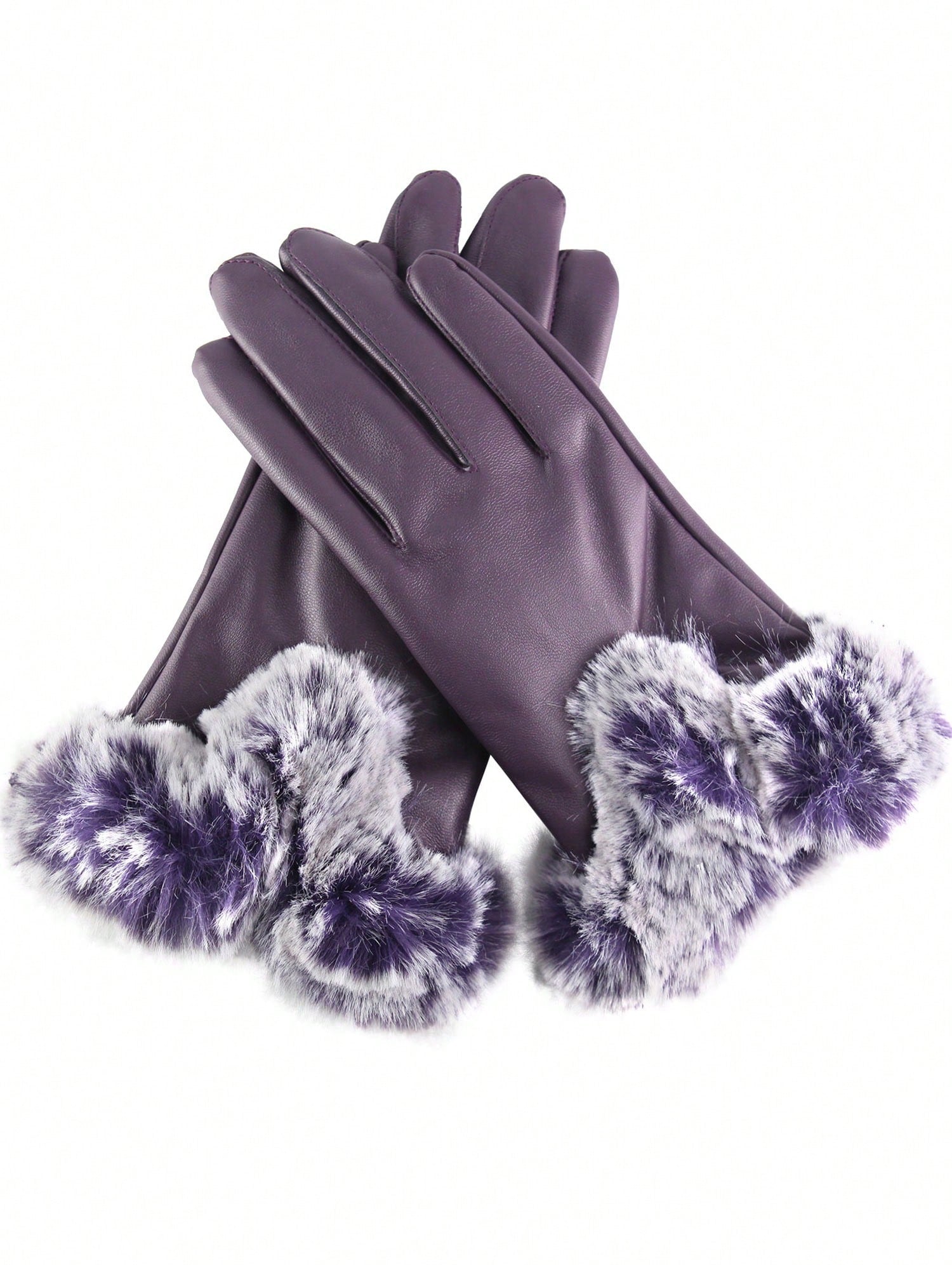 Luxtrada Womens PU Leather Gloves With Fleece Lining Windproof Touchscreen Fur Cuff Gloves For Cold Weather