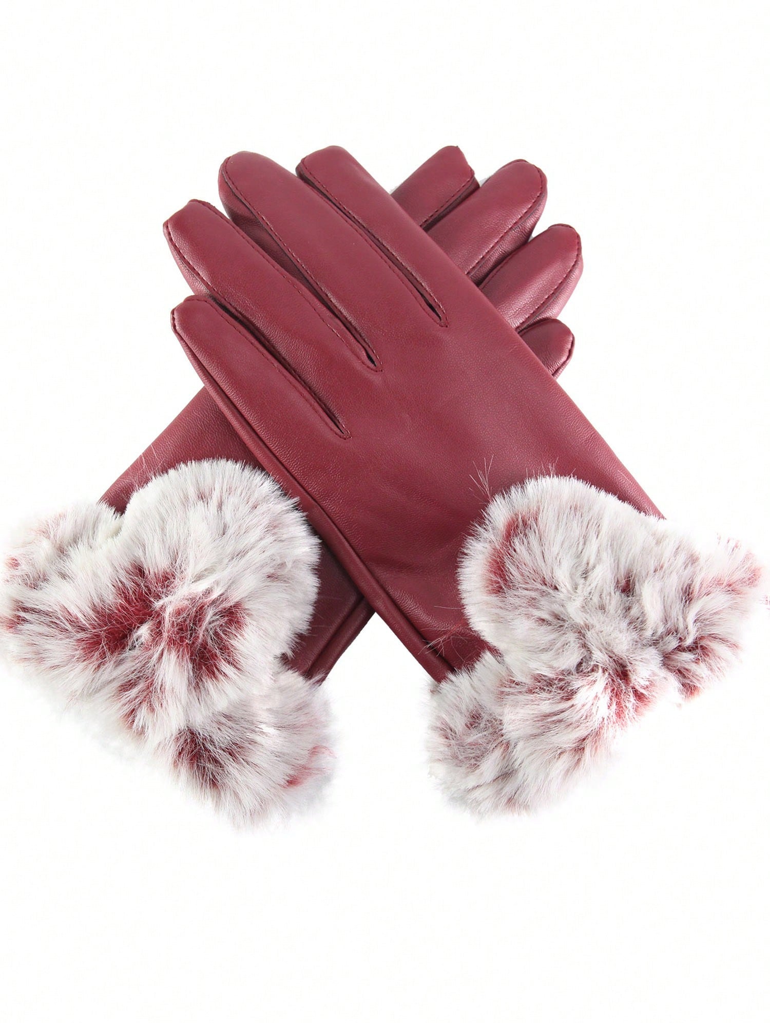 Luxtrada Womens PU Leather Gloves With Fleece Lining Windproof Touchscreen Fur Cuff Gloves For Cold Weather