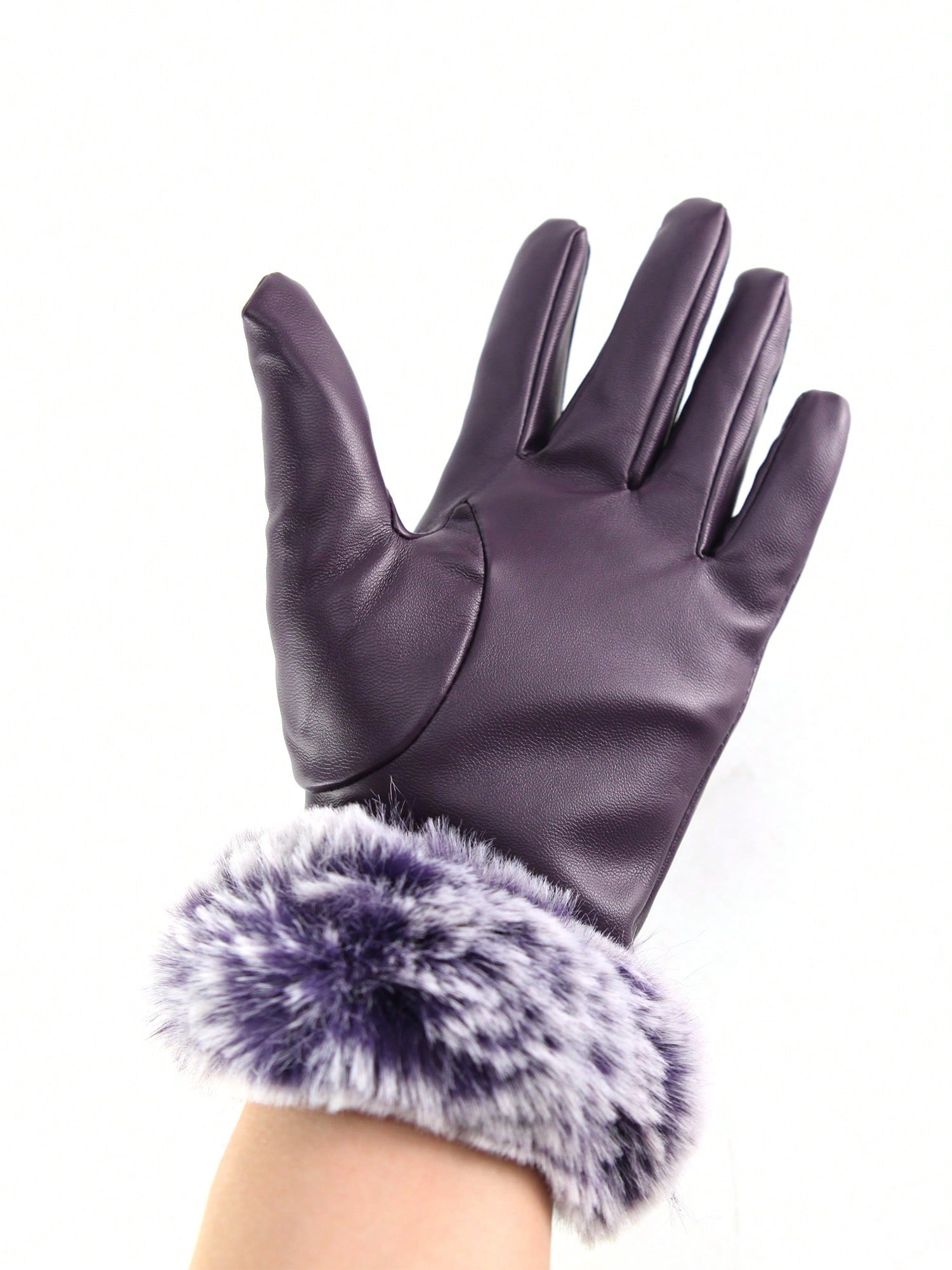 Luxtrada Womens PU Leather Gloves With Fleece Lining Windproof Touchscreen Fur Cuff Gloves For Cold Weather