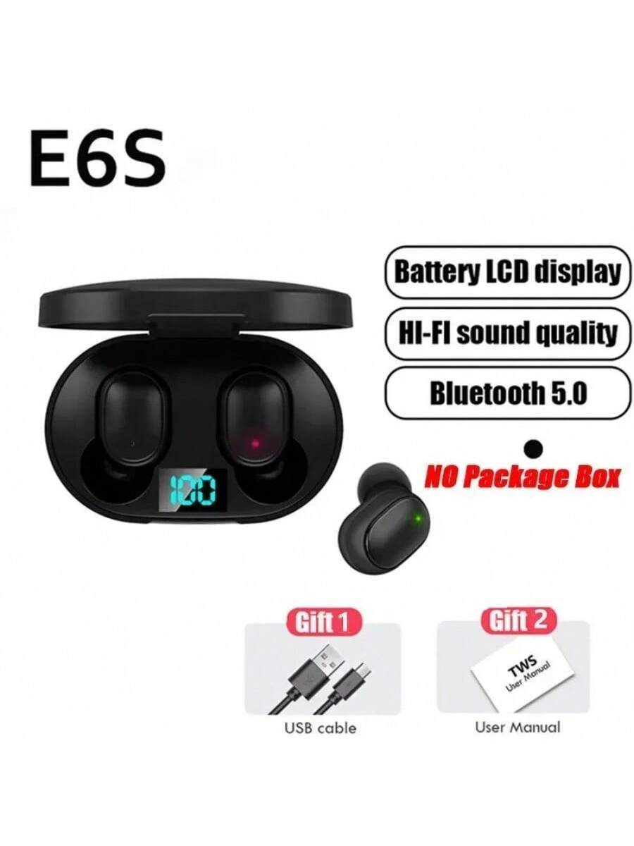 E6S TWS Wireless Earphones Bluetooth 5.0 Headphones Waterproof Earbuds LED Display HD Stereo Bass Mic Wireless Headphones Bluetooth Earphone Control Sport Headset Waterproof Microphone Music Earphone Work On All Smartphone