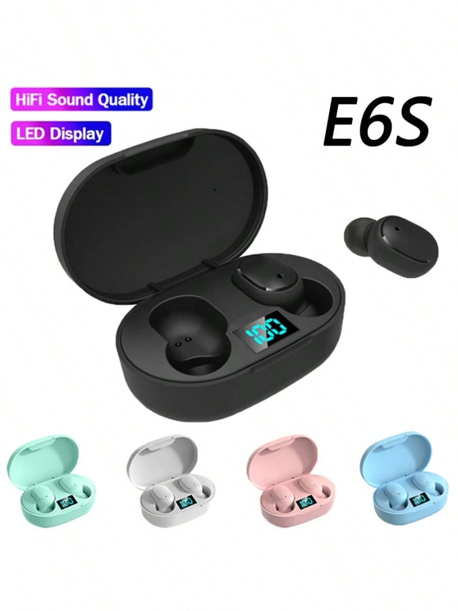 E6S TWS Wireless Earphones Bluetooth 5.0 Headphones Waterproof Earbuds LED Display HD Stereo Bass Mic Wireless Headphones Bluetooth Earphone Control Sport Headset Waterproof Microphone Music Earphone Work On All Smartphone