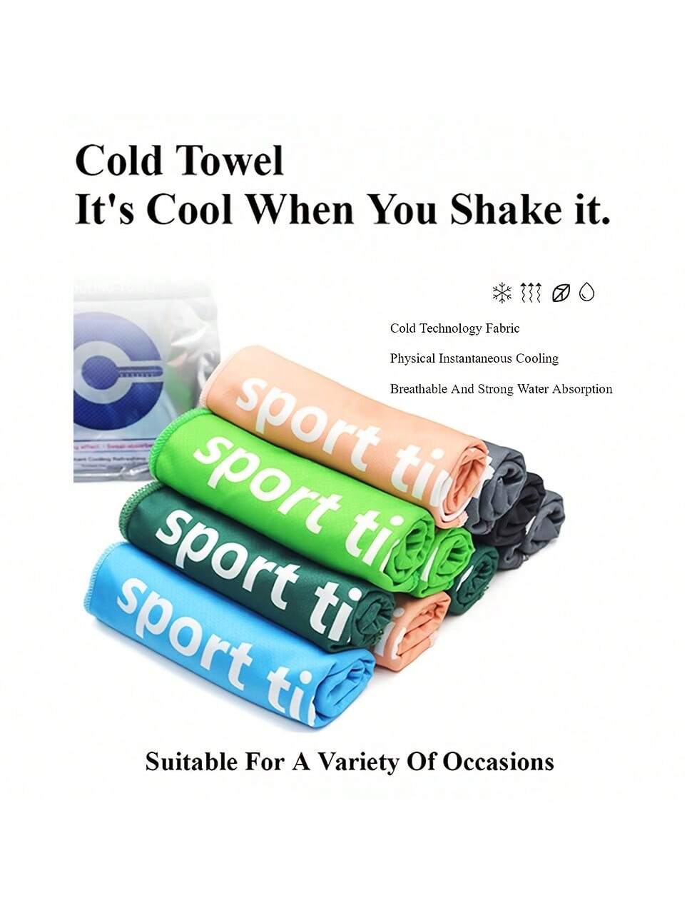 Microfiber Cooling Ice Towel, Breathable Quick Drying Sport Towel With Print, For Exercise Sweat Absorption