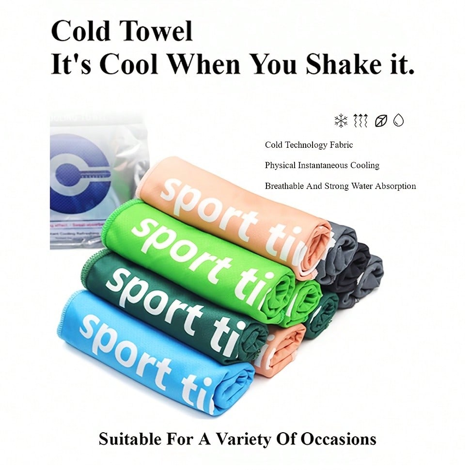 Microfiber Cooling Ice Towel, Breathable Quick Drying Sport Towel With Print, For Exercise Sweat Absorption