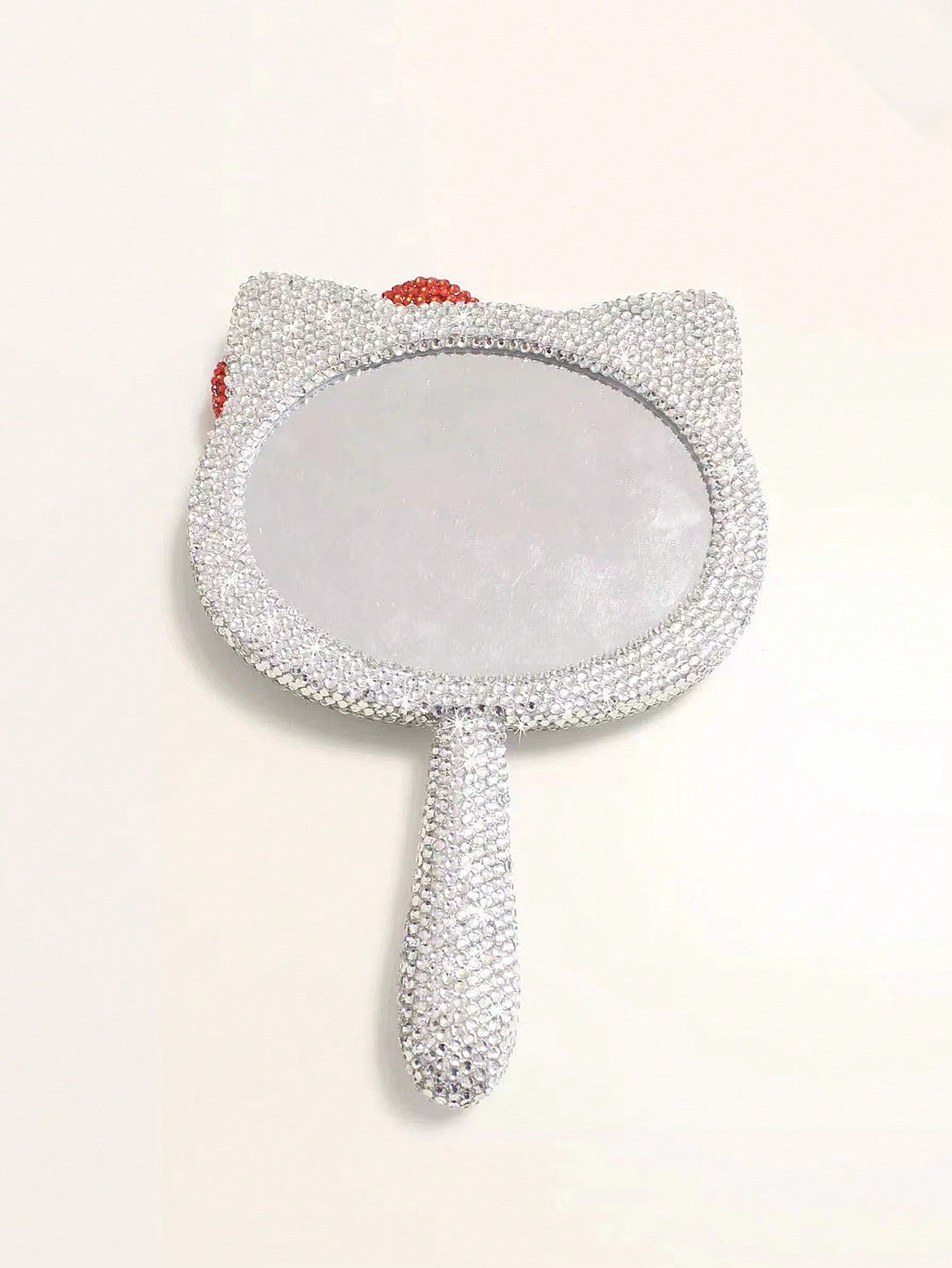 1pc Cartoon Cat Rhinestone Makeup Mirror, Girly Pink Rotating Vanity Mirror Best Gifts