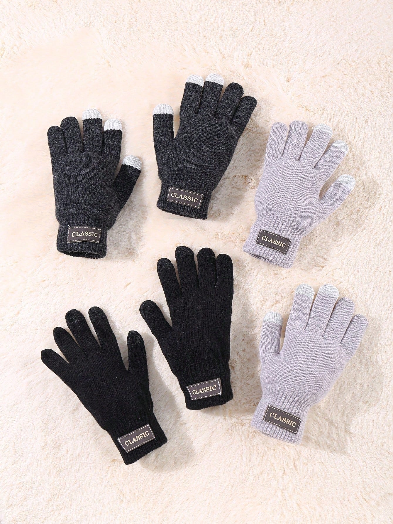 6 Pairs Winter Magic Gloves Black Knit Gloves Warm Stretchy Gloves For Cosplay Costume Cold Weather Halloween