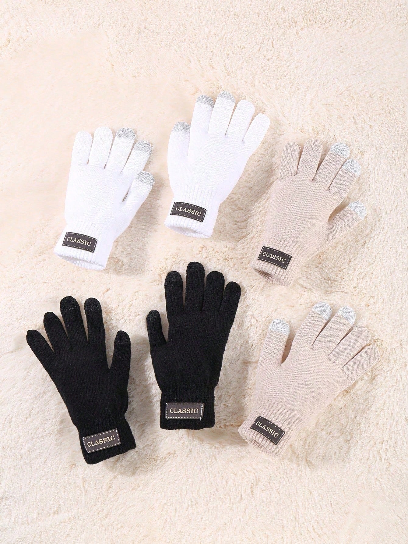 6 Pairs Winter Magic Gloves Black Knit Gloves Warm Stretchy Gloves For Cosplay Costume Cold Weather Halloween