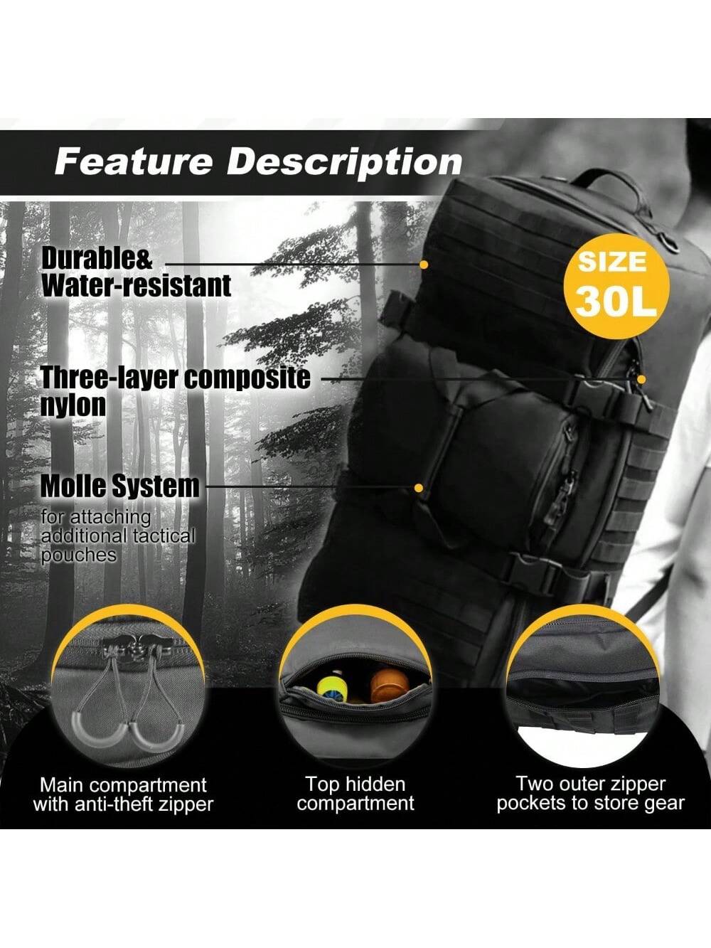 3 In 1 Tactical 45L Military Backpack Travel Duffle Bag For Weekender Gym Workout Deployment