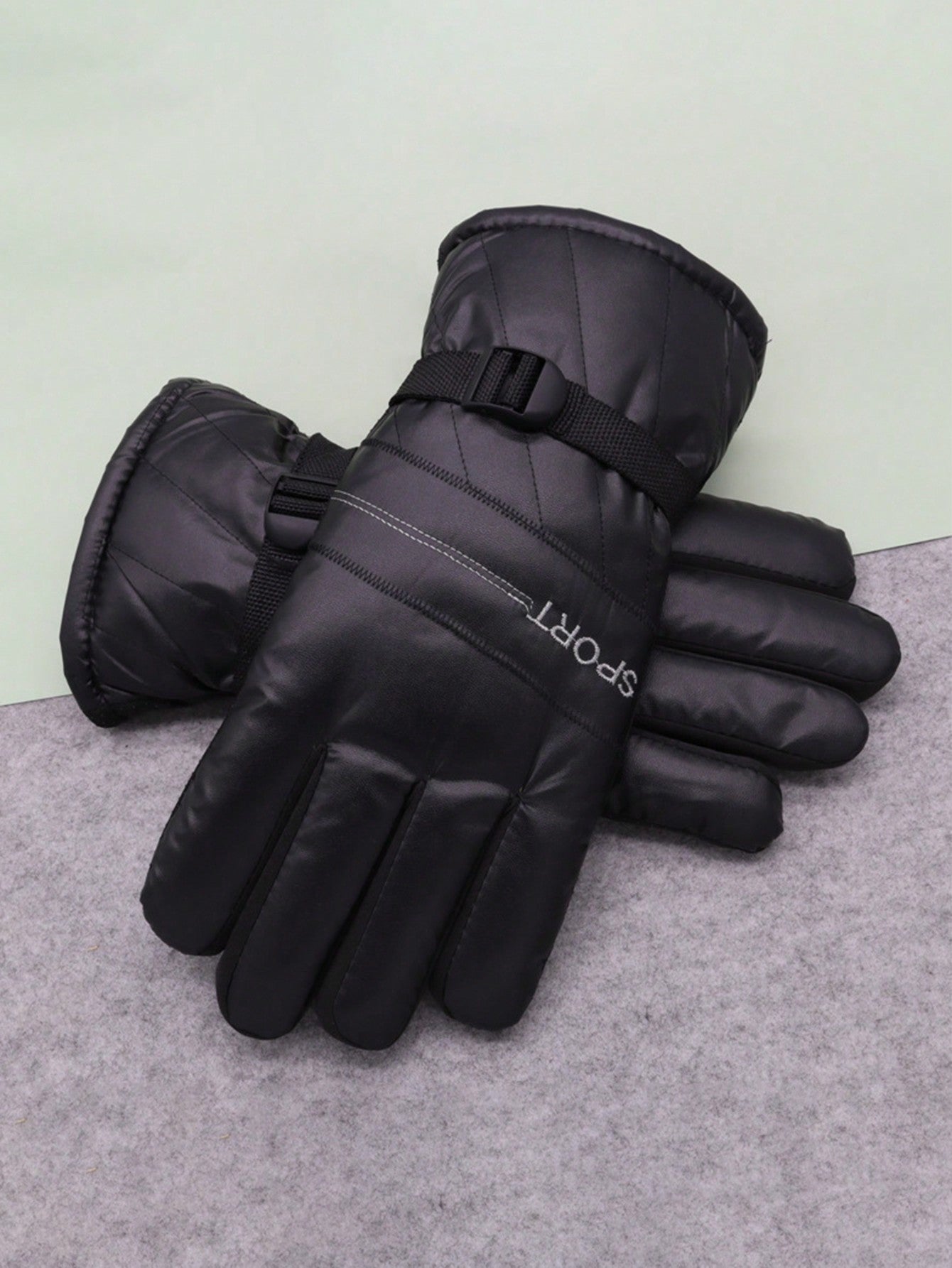 1pc Men's Leather Gloves Men's Inner Velvet Non-Slip Warm Gloves Adjustable Elastic Winter Thickening Plus Velvet Warm Cycling Windproof Waterproof Gloves;