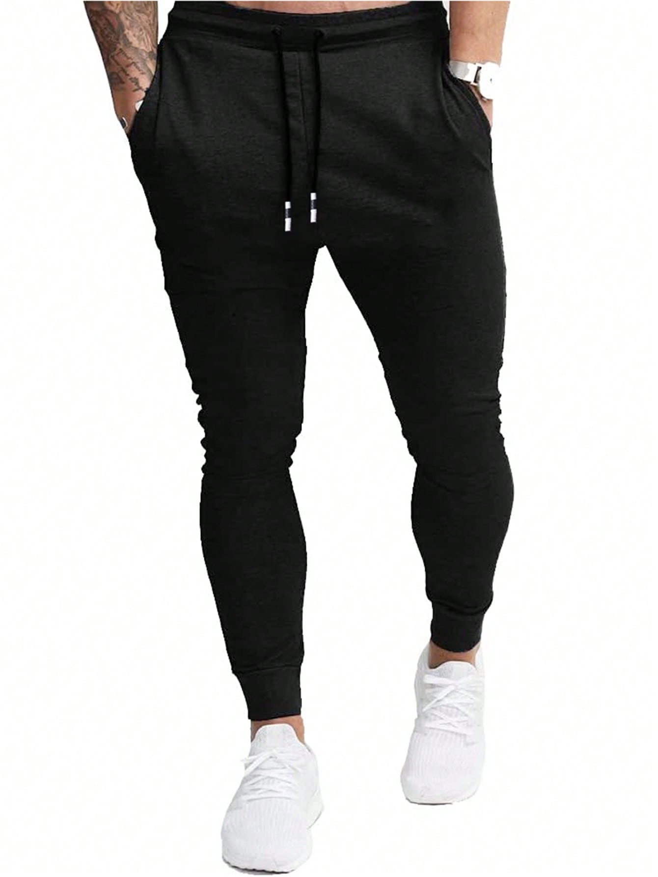 3 Pcs Men's Casual Jogger Sweatpants Slim Fit Drawstring Deep Pockets Gym Running Workout Stretch Sweatpants