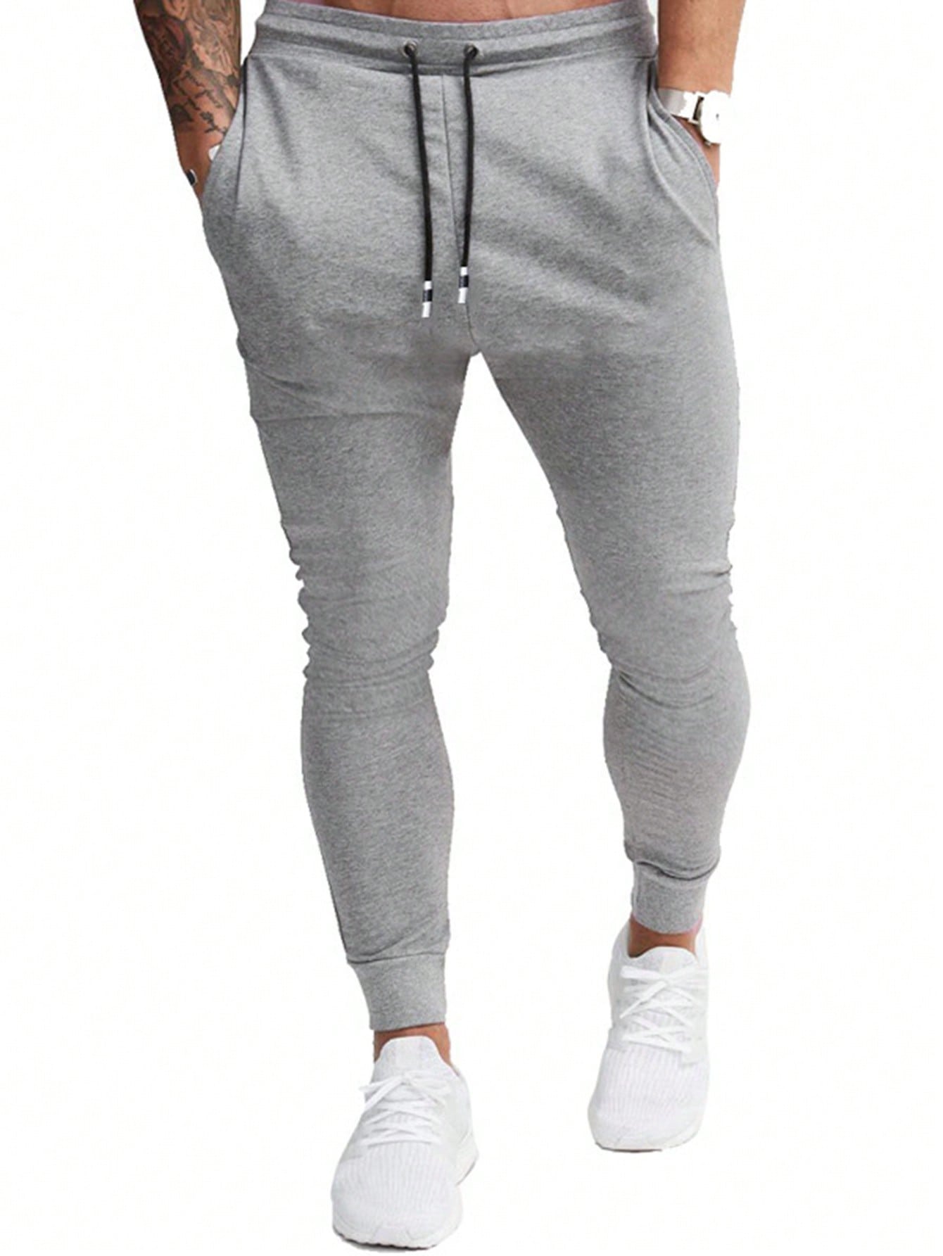 3 Pcs Men's Casual Jogger Sweatpants Slim Fit Drawstring Deep Pockets Gym Running Workout Stretch Sweatpants