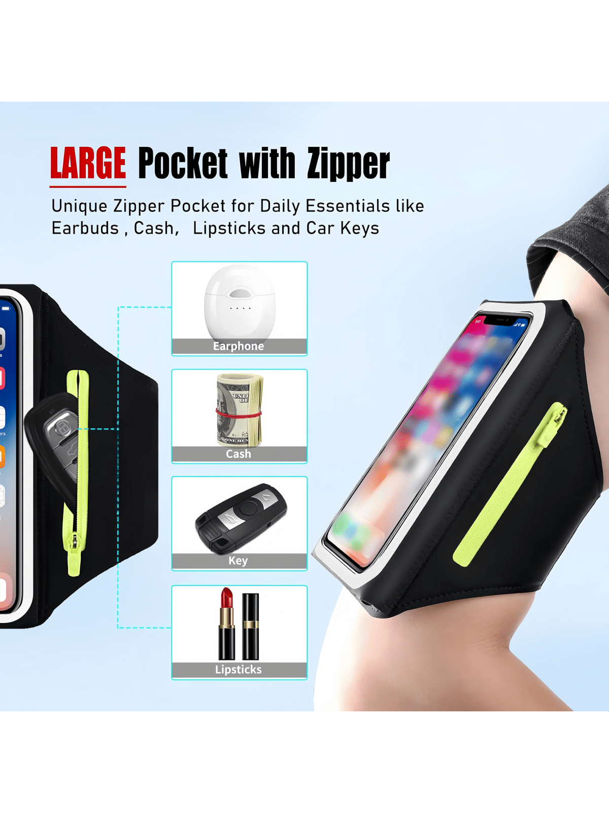 1 Pc Outdoor Sports Arm Sleeve Bag, Portable Arm Bag With Zipper Pocket, Suitable For Walking, Fitness, Workout, Cycling