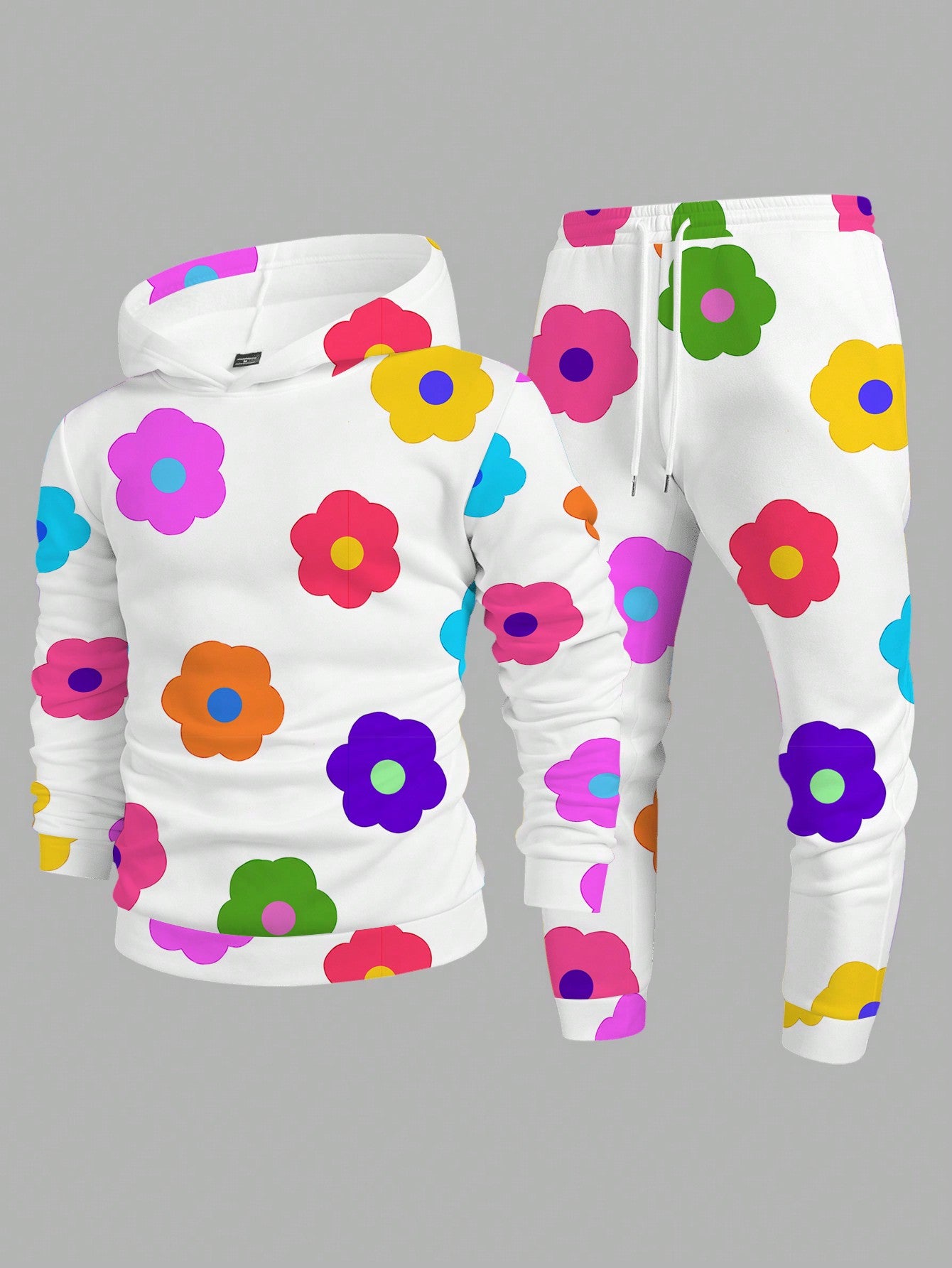 Manfinity Hypemode Fitted Floral Print Hooded Sweatshirt Set