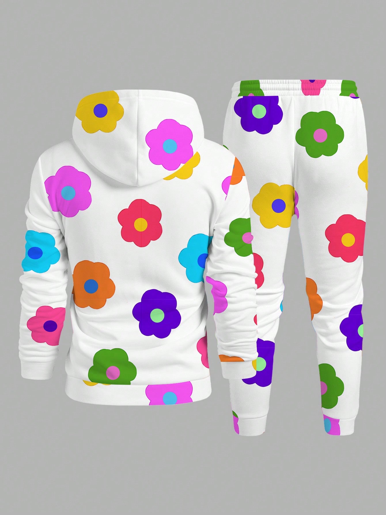 Manfinity Hypemode Fitted Floral Print Hooded Sweatshirt Set