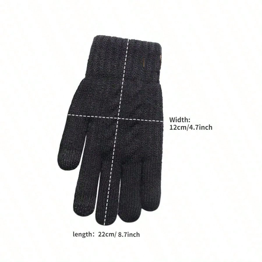 2pcs Winter Gloves Thermal Lined Thick, Korean Style, Cute, Anti-Cold, Touchscreen, Knitted, Random Colors