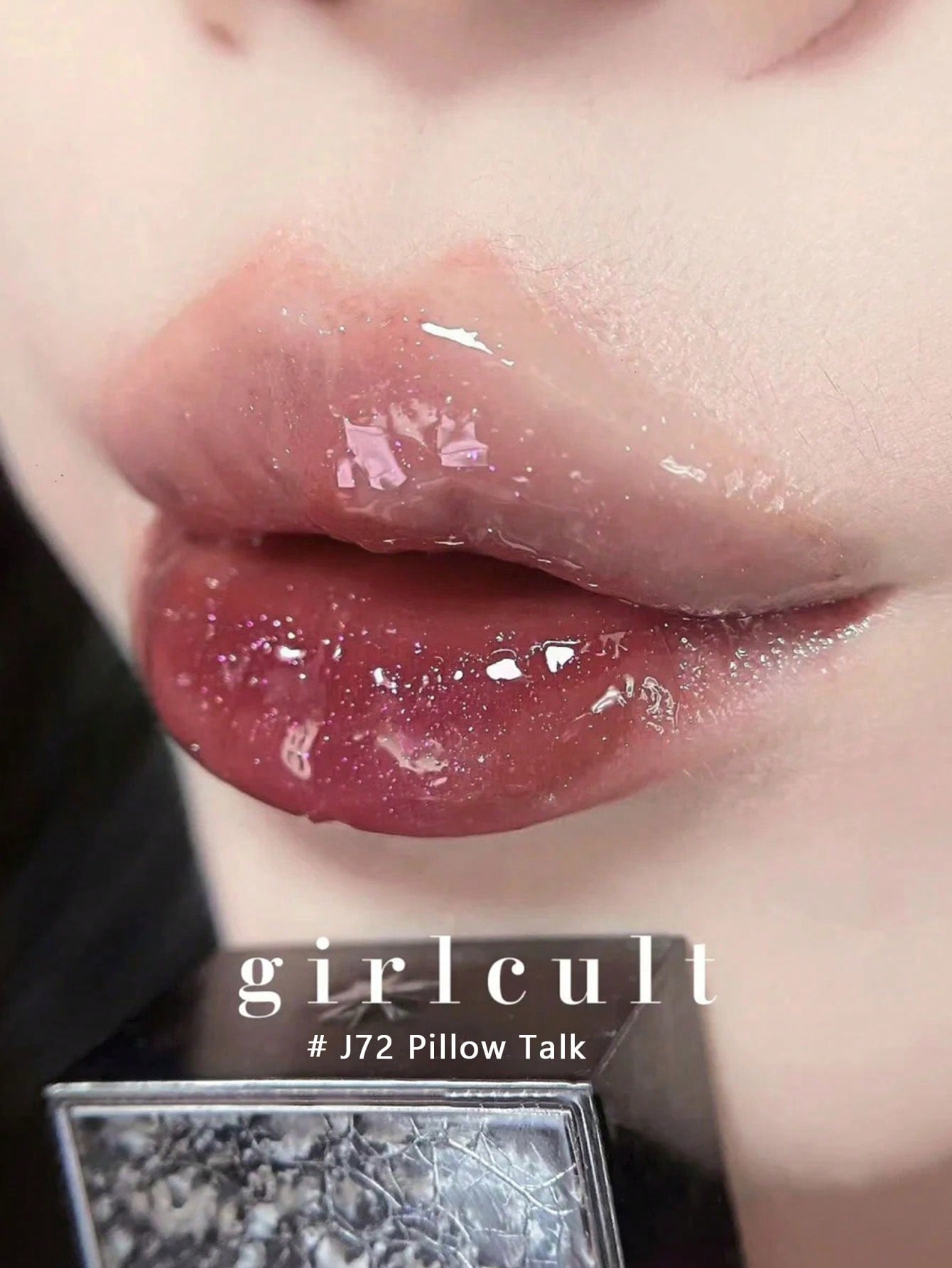 GIRLCULT Unreal High Shine Lip Glaze Chameleon Liquid Lipstick J72 Pillow Talk, Oil-Based Rhinestone Shiny Glitter Lip Gloss, Sparkly Metallic Color Intense Shimmery Finish, Long Wears, Holographic Talc Free 3.5g(0.12 Fl.Oz), GIFT