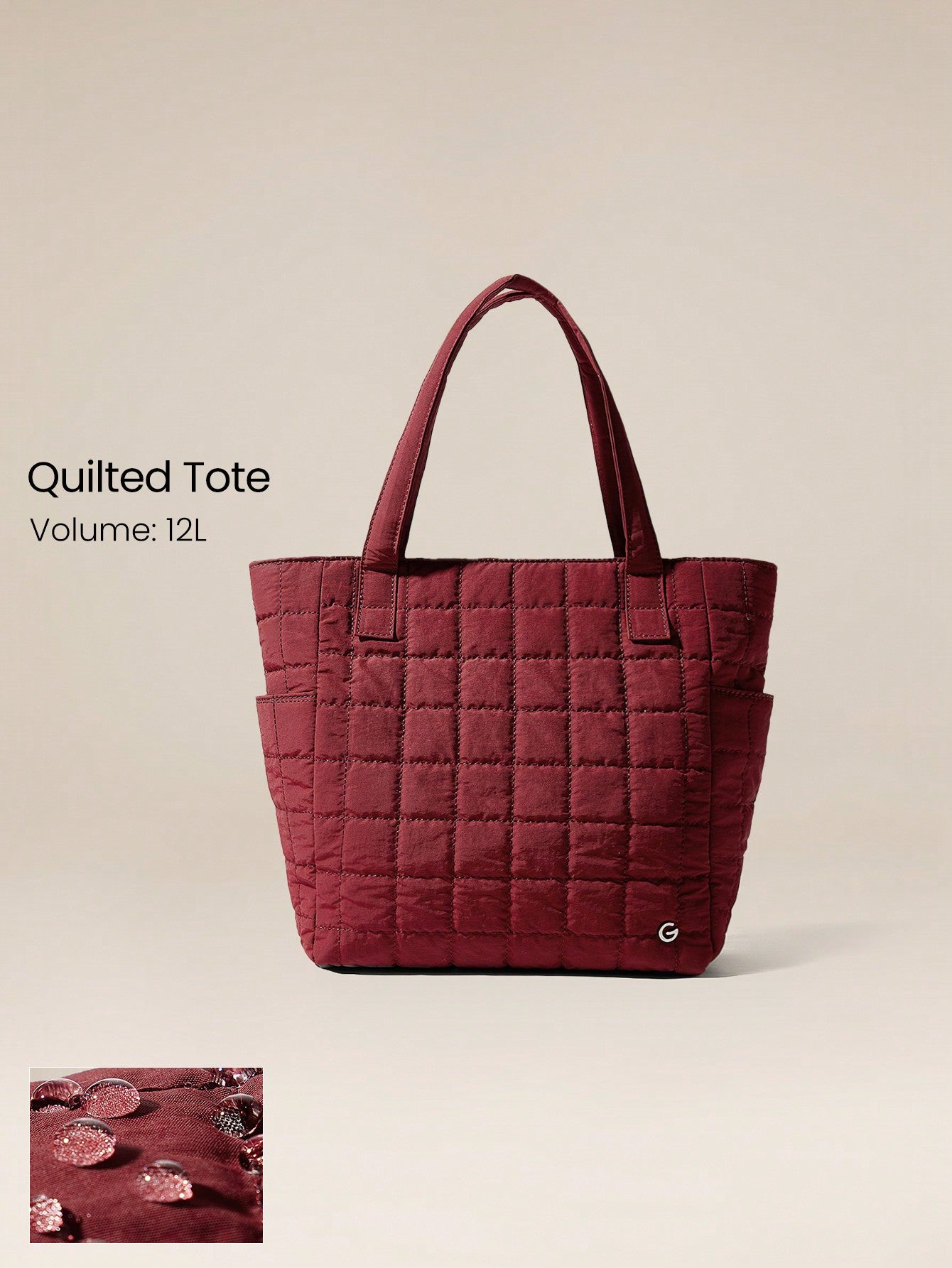 GLOWMODE 12L Water-Resistant Make It Quilted Dual Handle Tote Bag With Multi Pockets Daily Casual