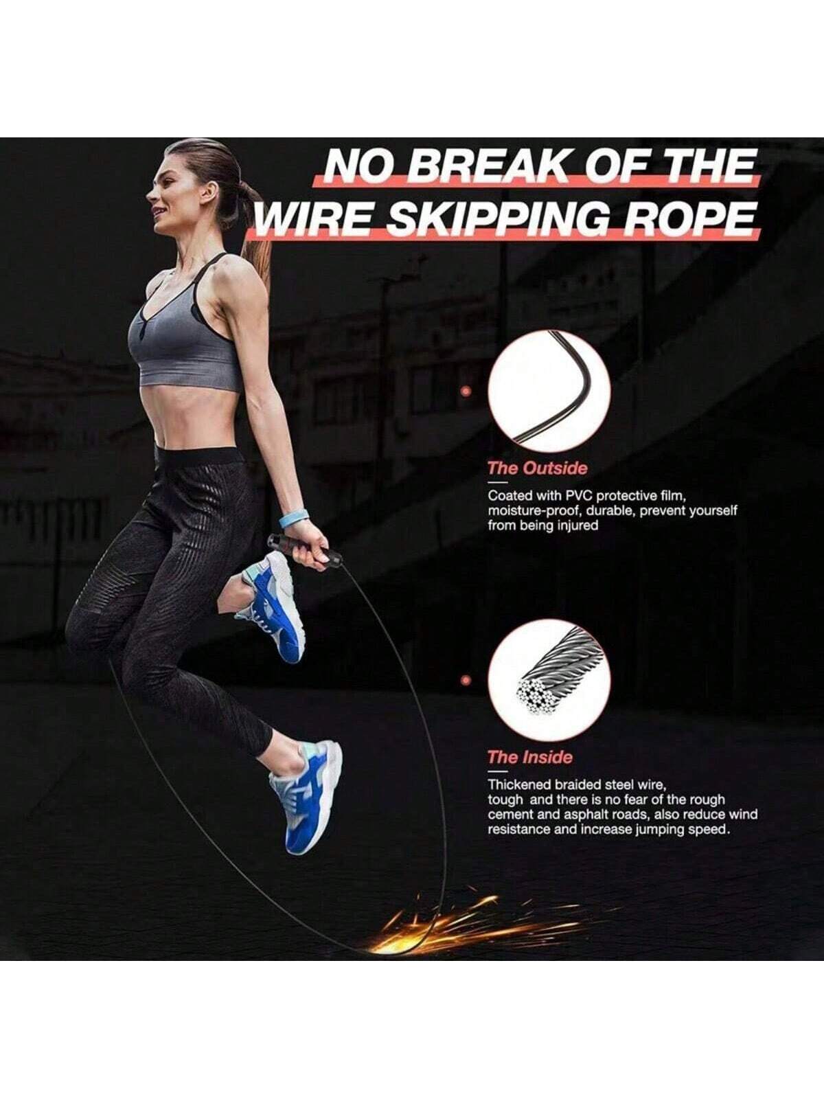 1pc Foam Jump Rope With Bearings, Sweat-Absorbing Handles, 4.0mm High-Quality PVC Steel Wire Rope, Fast Rotation, Suitable For Weight Loss