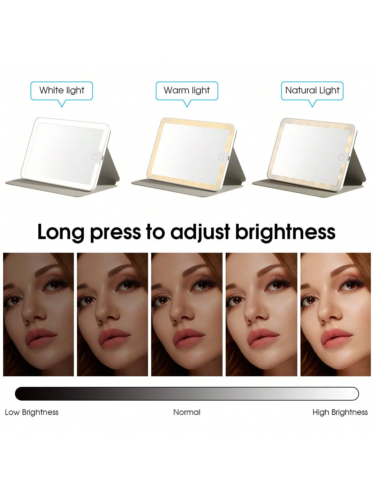 1pc Portable USB Rechargeable Square Makeup Mirror Light,LED Vanity Light,Adjustable Brightness Cosmetic Mirror Light,Touch Control Luminous Mirror,Indoor Desktop Makeup Mirror