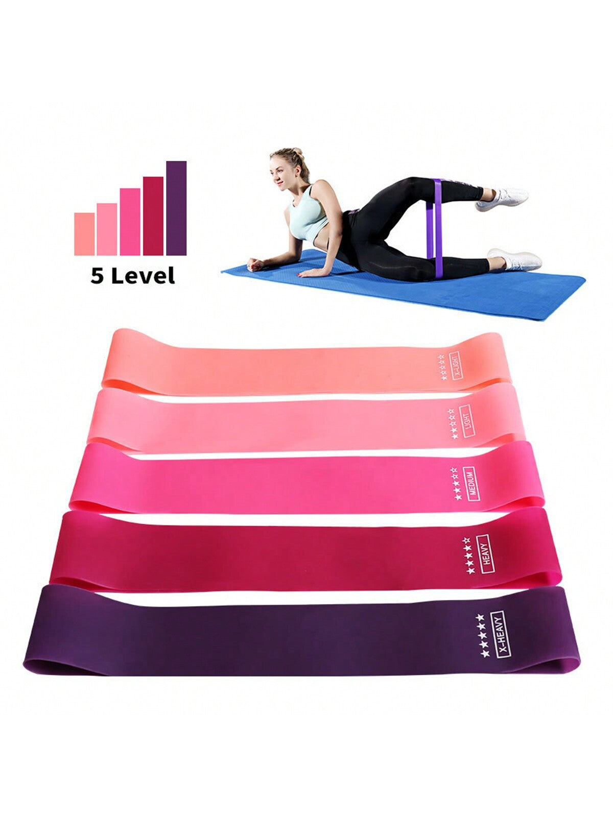 5 Pcs Yoga Resistance Bands, Pilates Yoga Stretching Bands -5 Different Strength Elastic Bands - Home Gym Long Exercise Equipment - Excellent Fitness Equipment For Yoga Training