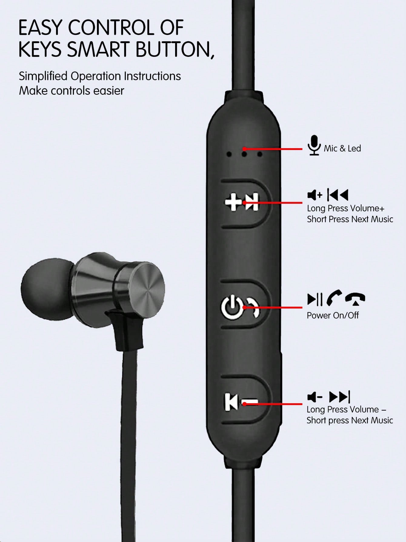 1pc Neckband Wireless Headset