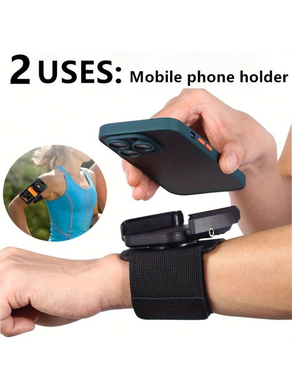 3pcs/1 Set Of Adjustable Arm/Wrist Phone Stand, 360 ° Rotation, Universal, Sports Arm Strap For Running, Live Streaming, Driving Navigation, 2.76-Inch Base, With 11.02 Inch/14.96-Inch Shoulder Straps