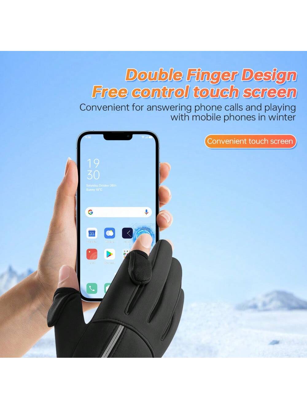 Winter Cycling Gloves, Touchscreen Running Gloves For Men And Women With Anti-Lost Buckles, Warm Cycling Gloves With Elastic Cuffs, Non-Slip And Waterproof Full-Finger Hand Warmers